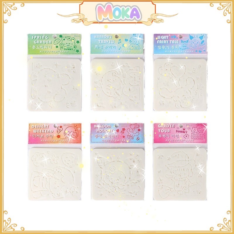 

MOKA Cetakan Menggambar / Stensil Pensil Pvc Motif Kartun Kawaii Cute Isi 8 Pcs Gambar MKS08