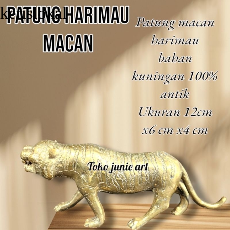 KOLEKSI ANTIK PATUNG HARIMAU MACAN KUNINGAN EMAS PAJANGAN ANTIK KUNO KL17