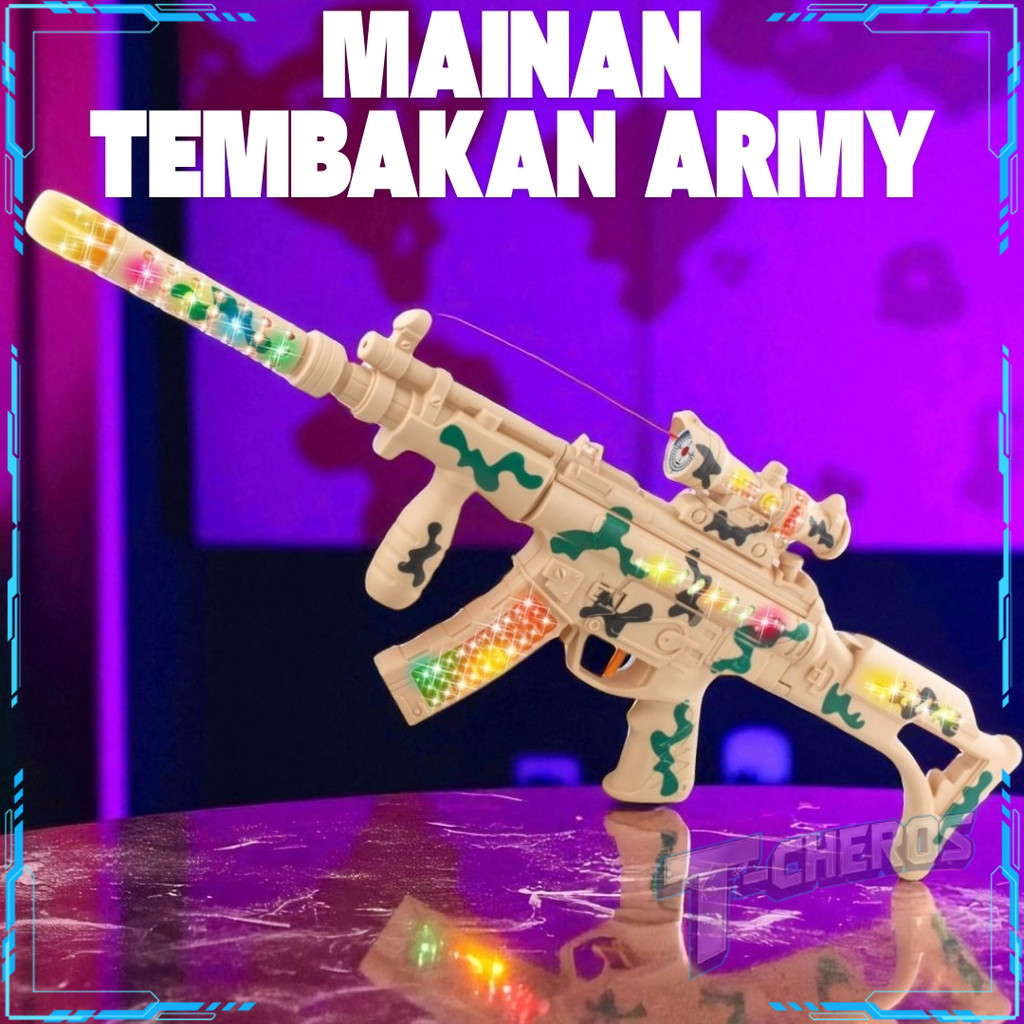 Combat Mission Mainan Tembak Tembakan Bergetar Sound Light Bergetar Laser Suara