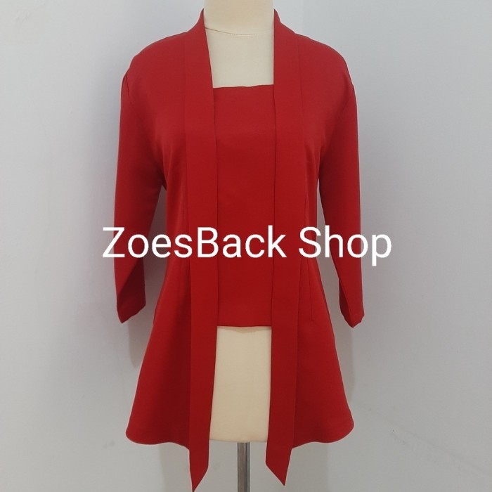 

✨LARIS✨ -Kebaya Kutu Baru (Polos/Balotelli) Lengan 3/4 - Merah, XL