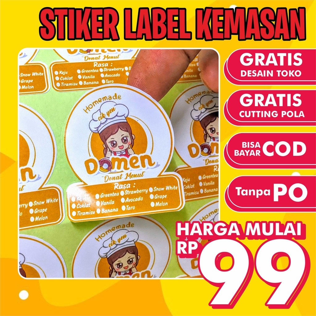 

CETAK STIKER LABEL OLSHOP MAKANAN MINUMAN MURAH SUDAH CUTTING