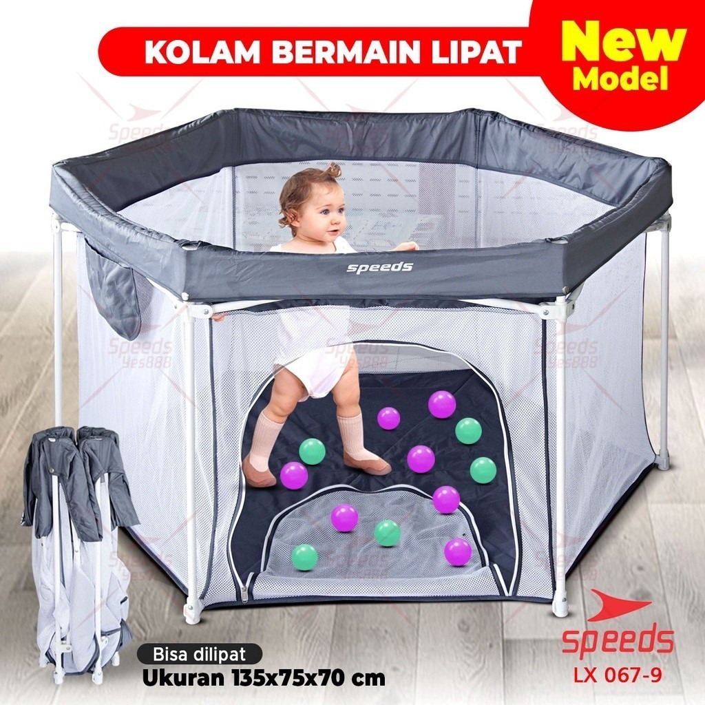 SPEEDS Pagar Pengaman Anak Playpen Portable Lipat - Pagar Mainan Bayi Aman & Praktis untuk Rumah 067
