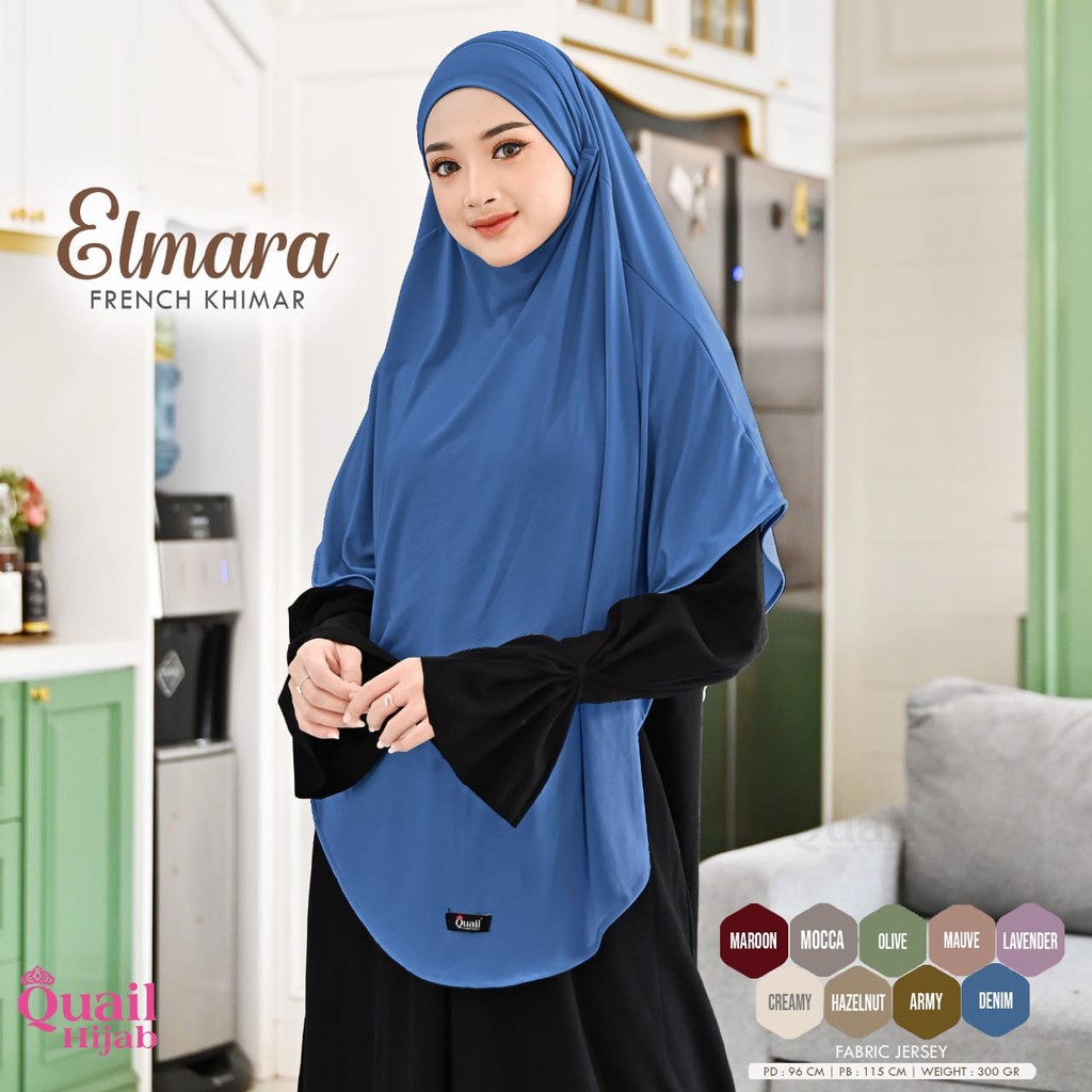 Elmara Hijab original Quail Jilbab Wanita French Khimar Jilbab Jersey Elmara Quail Daily Hijab