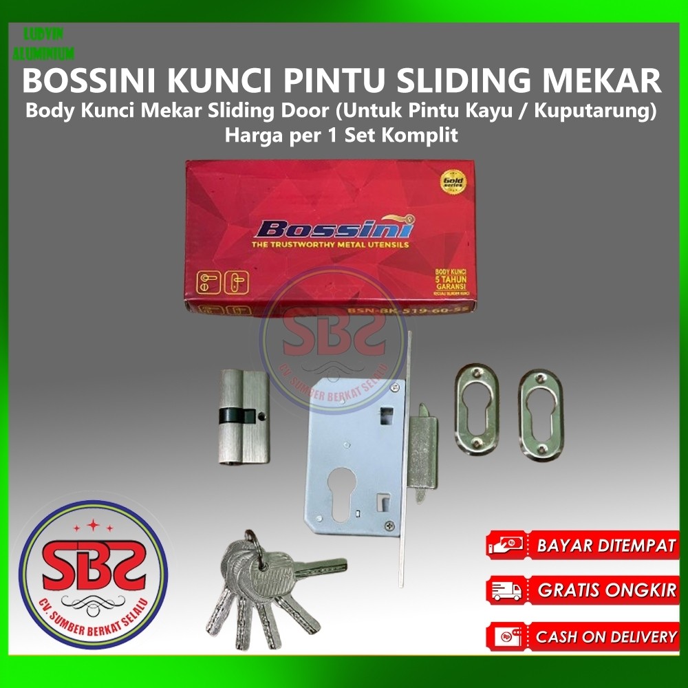 BOSSINI KUNCI MEKAR - KUNCI PINTU SLIDING KAYU - KUNCI SLIDING DOOR KAYU MODEL MEKAR