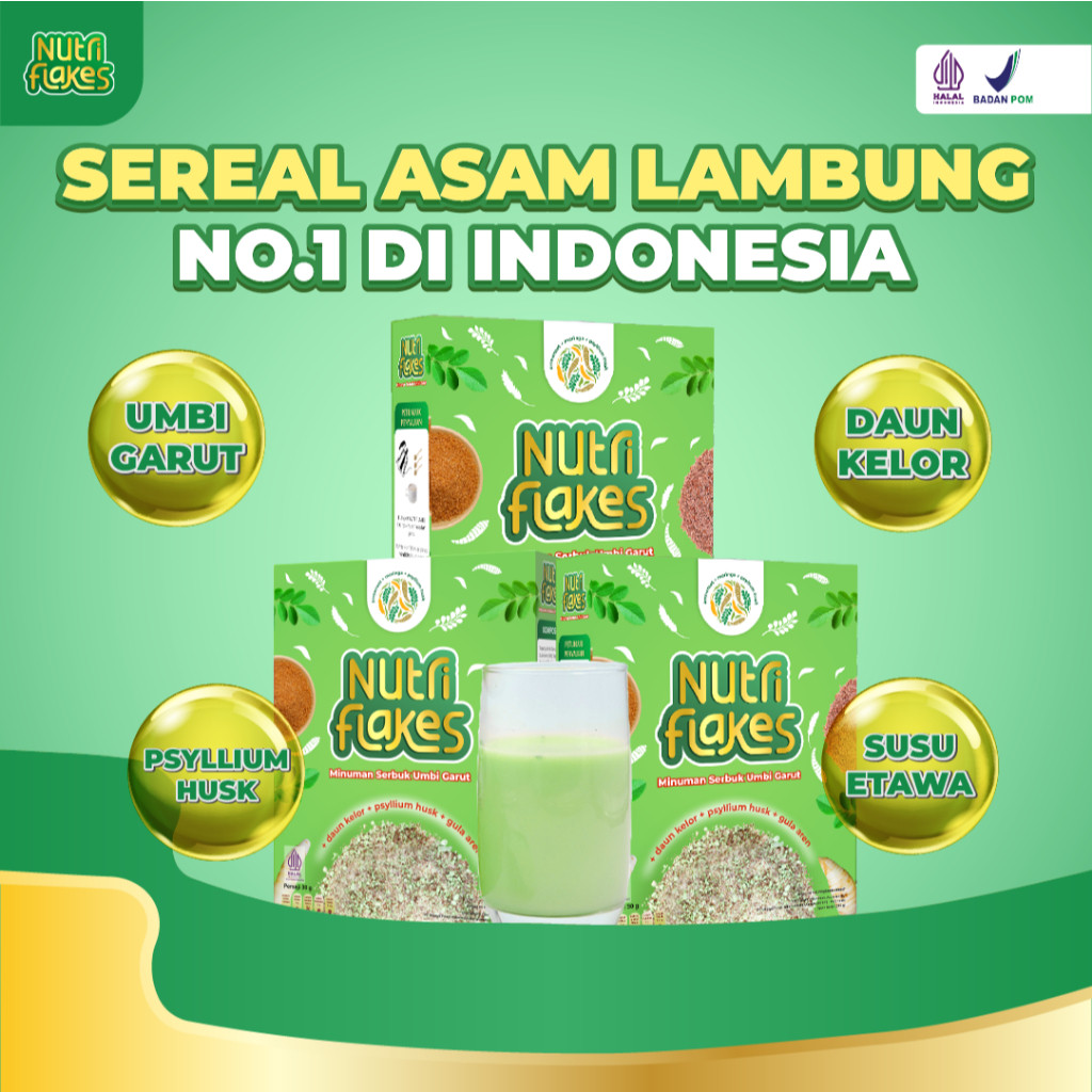 

Nutriflakes Sereal Umbi Garut Atasi Asam Lambung 3 Box