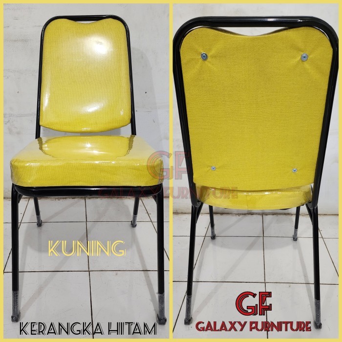 kursi susun kerangka hitam/coating hitam/kursi tenda/kursi susun - kuning kain, Kerangka Hitam GSLM