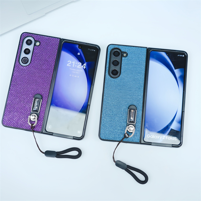 Hard Case Gliter Feel Like Jeans With Lanyard And Bracket Stand Fold Silikon Phone Case Ultra thin T