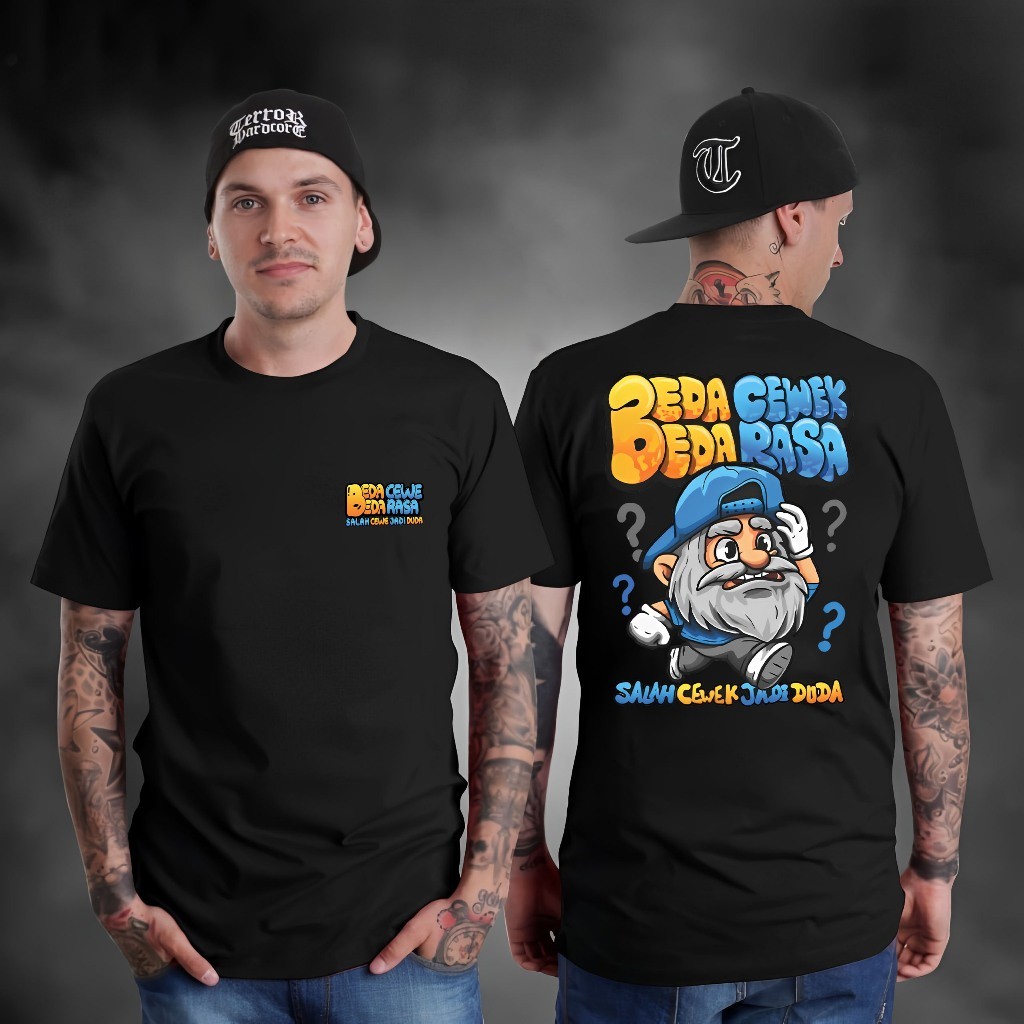 KAOS PRIA / BEDA CEWEK BEDA RASA SALAH CEWEK JADI DUDA / kaos distro murah nampol / kaos kata2 lucu 