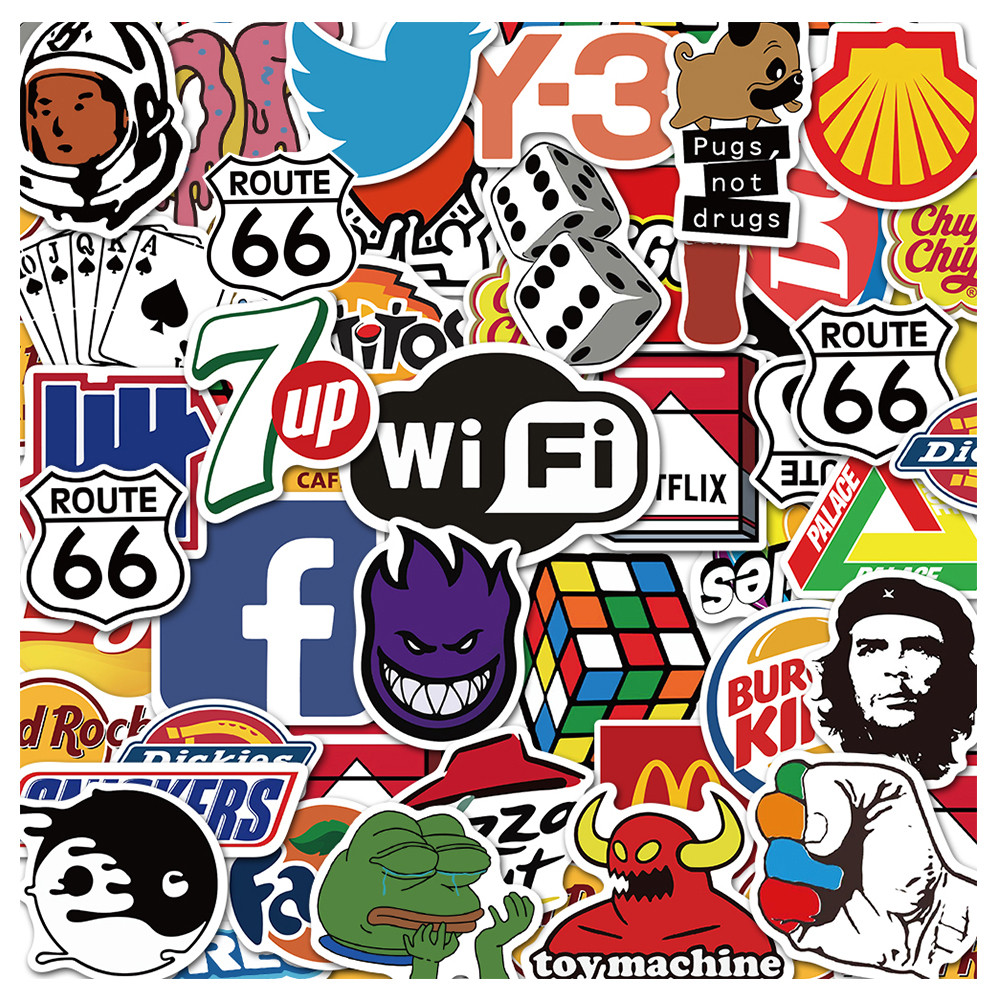 

10/30/50/100Pcs Cool Fashion Brand Logo Stickers DIY Skateboard Laptop Luggage Bike Motorcycle Phone Car Cool Sticker Decal Toys