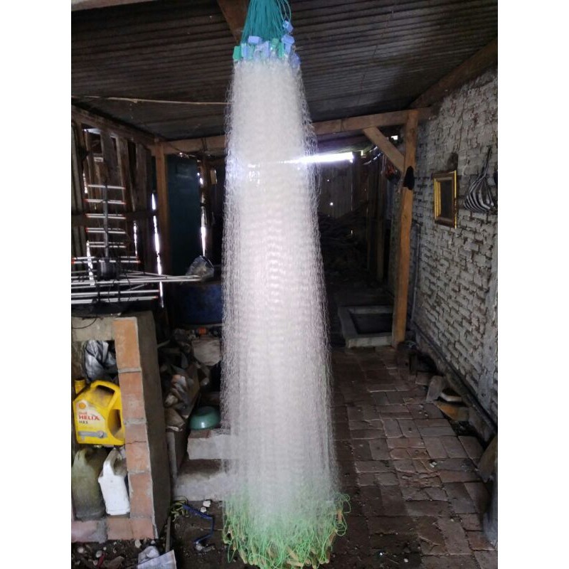 Jaring ikan siap pakai lubang 1 jari 2 jari 3 jari panjang 15 meter
