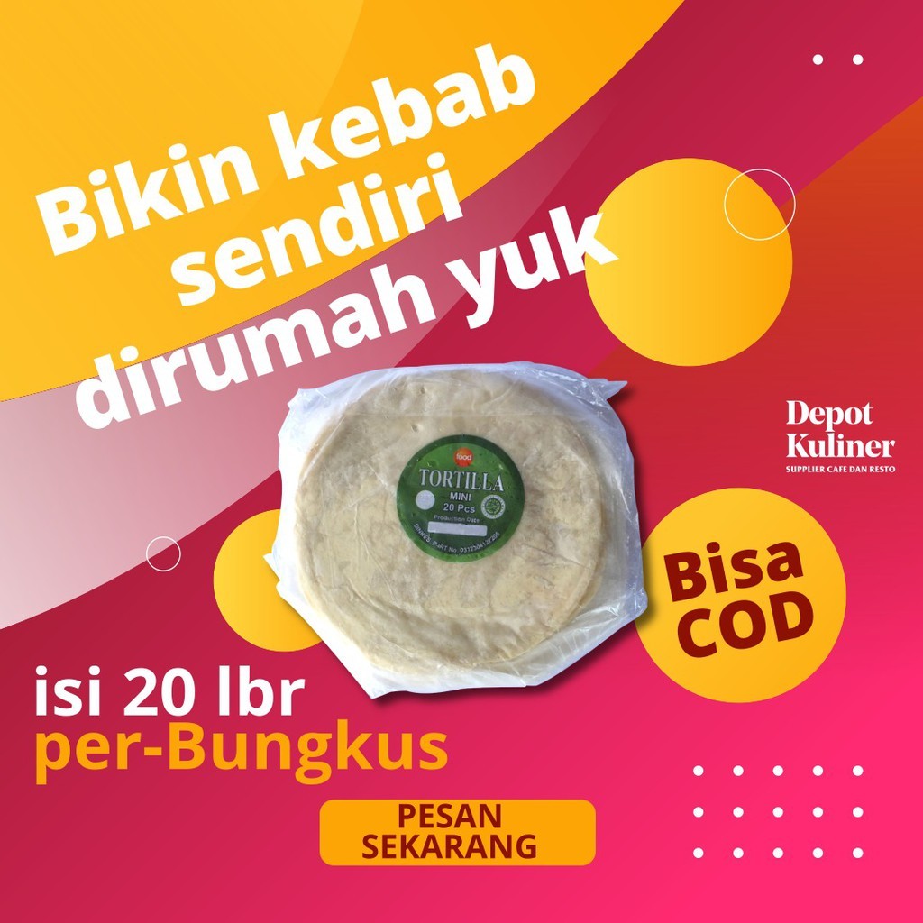 

Kulit Kebab Tortilla Mini Kecil Diameter 20 Cm