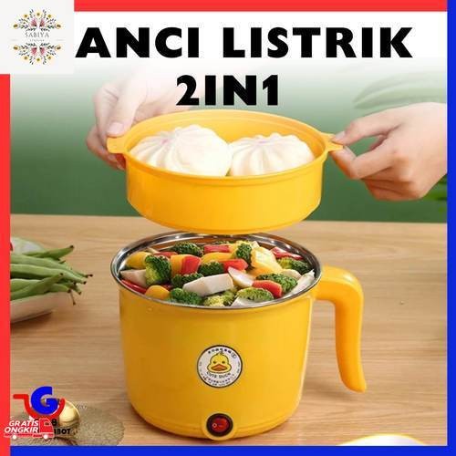 Alat Masak / Panci Listrik Pengukus Penggorengan 1.5L 2 Tingkat Alat Masak Mie Electric Portable Fry