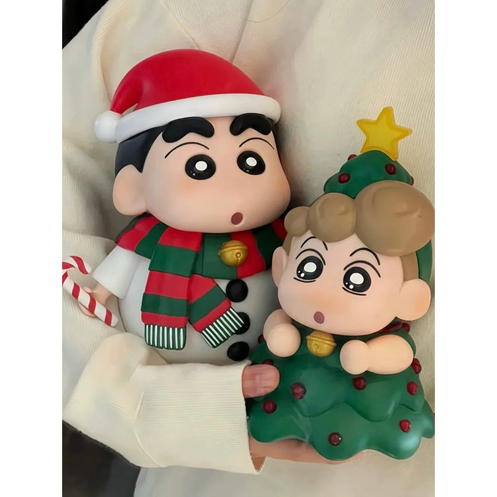 

Crayon Shin-Chan Kawaii Decor Model Handmade Cartoon Christmas Snowman Collection Rechargeable Luminescence Toy Surprise Gift