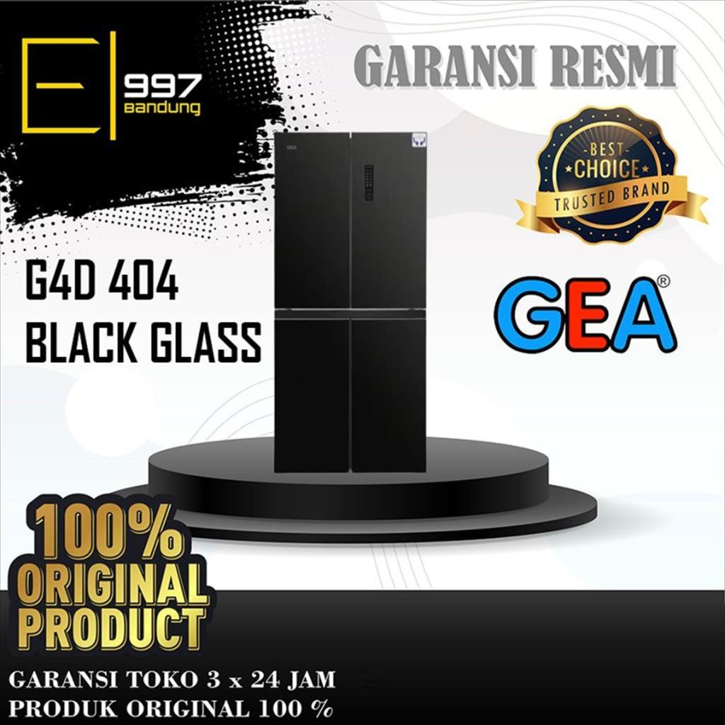 GEA Kulkas G4D-404 / G4D404 Black Glass, 4 Pintu Inventer
