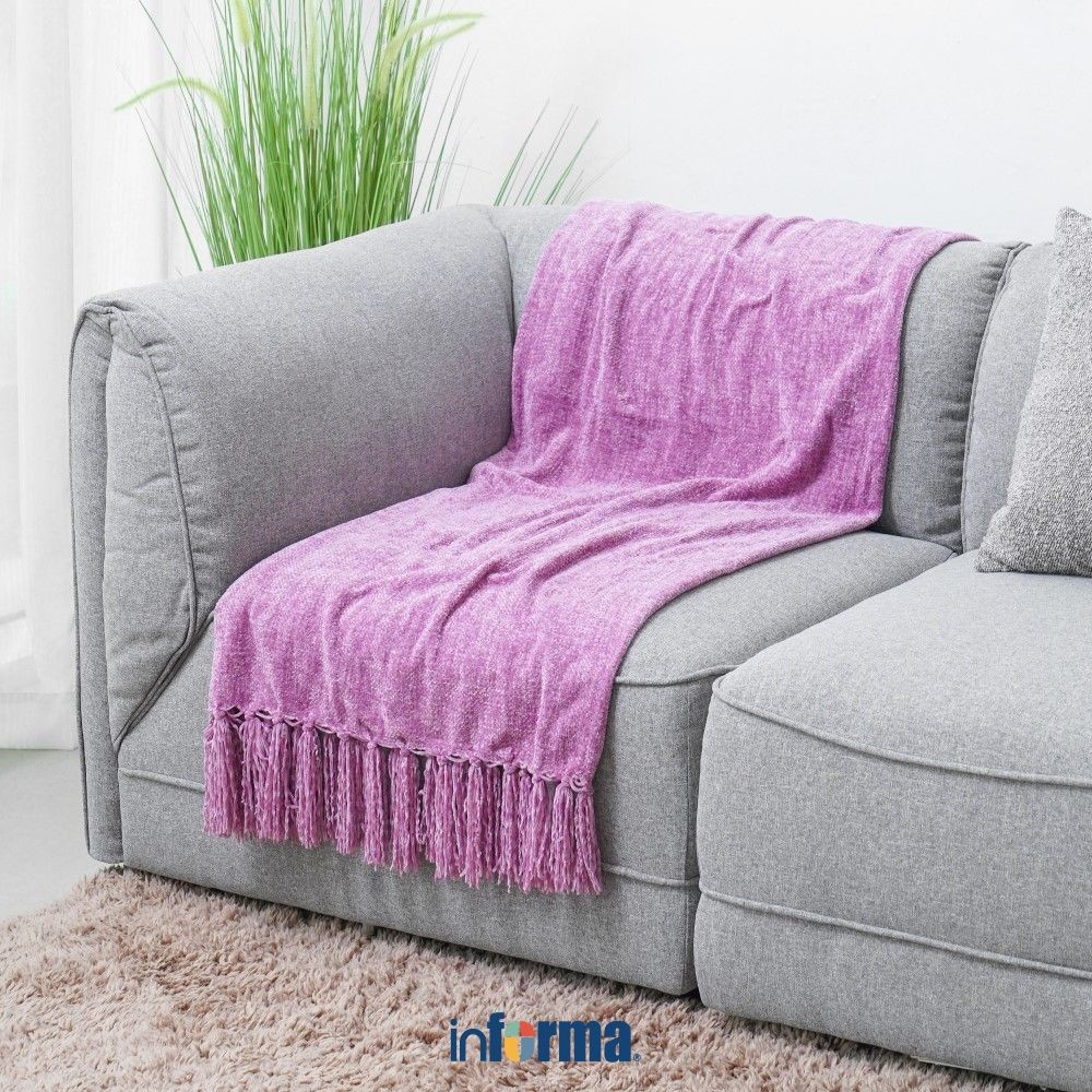 Informa 130x150 cm Selimut Throw Caitlyn - Ungu Mauve Blanket Kain Penghangat Tubuh Aksesoris Tempat
