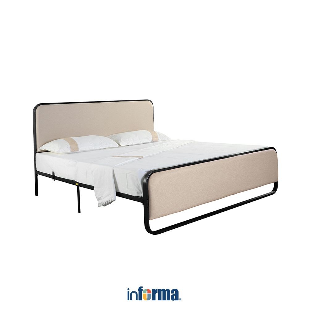 Informa 160X200 cm Lany Tempat Tidur Metal - Krem Beige Bed Ranjang Kasur Perabot Tidur Furniture Ka