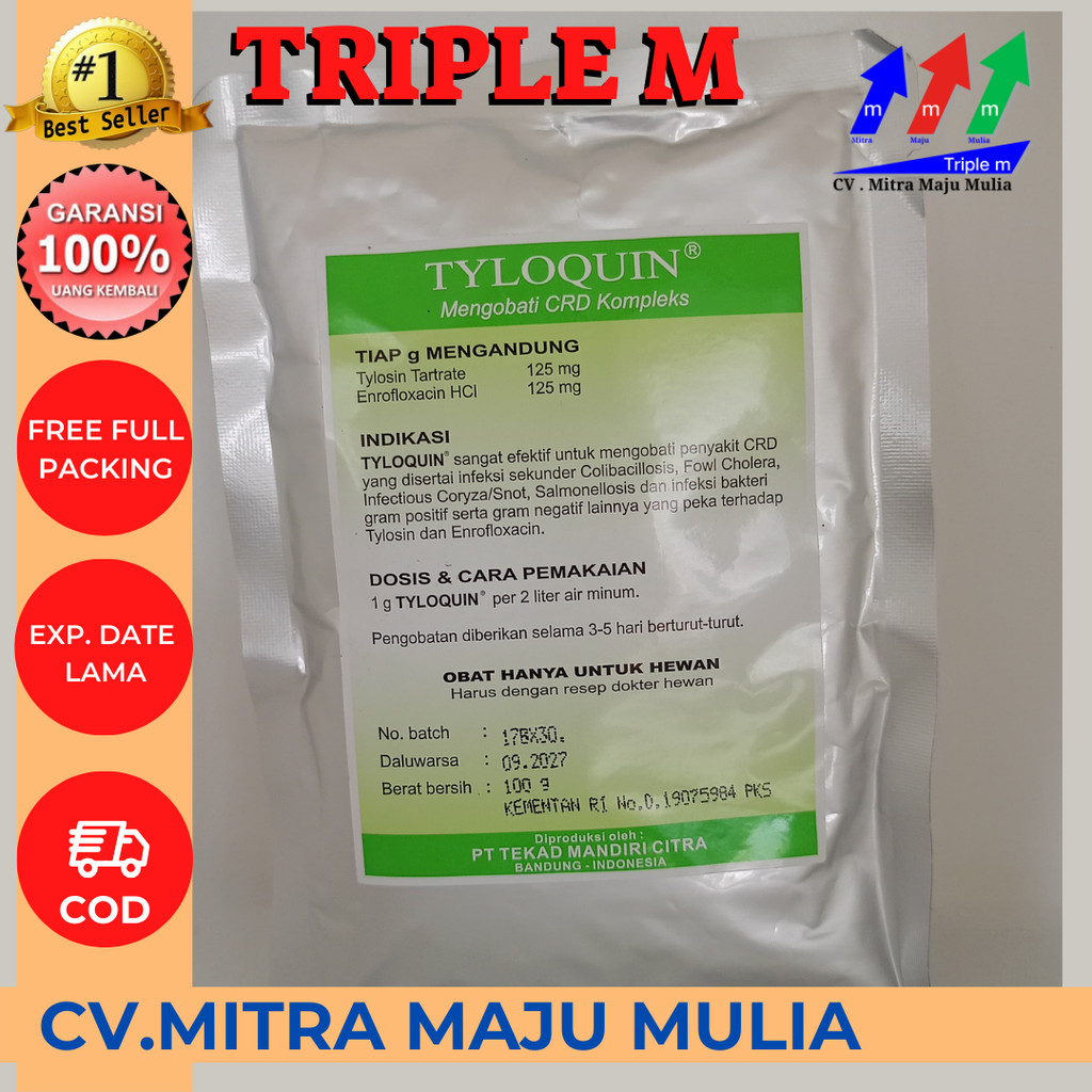 tyloquin 100 gram - obat saluran pernafasan pencernaan dan kemih ayam MMM