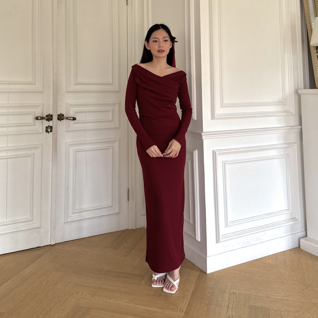 LAMBDA DRESS | Basic Dress Panjang Wanita Rib Knit Basic Terusan Maxi Dress Korean Basic Long Dress