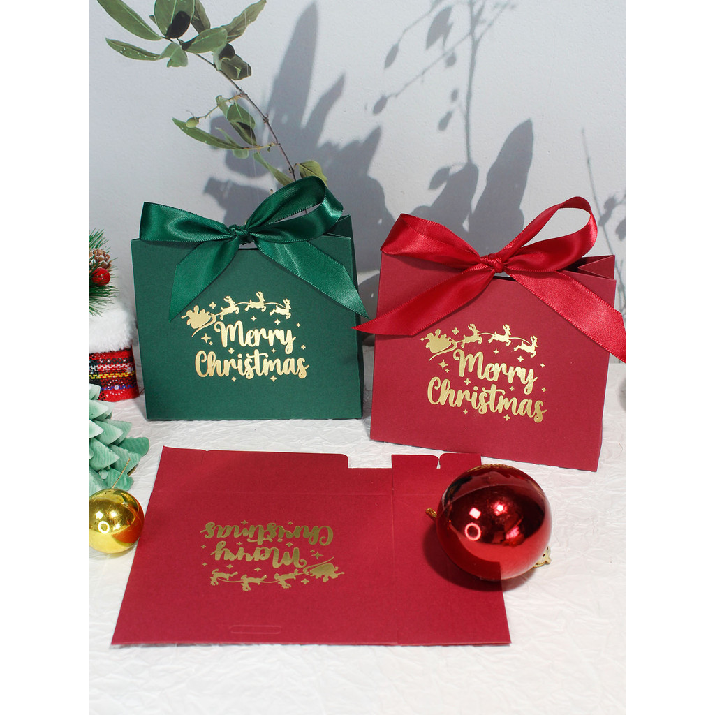 

5/10pcs Merry Christmas Paper Box Santa Claus Green/Red Biscuit Candy Package Supplies Party Child Favors Gift Boxes