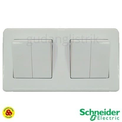 LLB99 SCHNEIDER SAKLAR 4 GANG LEONA FRAME 2 GANG & SAKLAR DOUBLE SERI