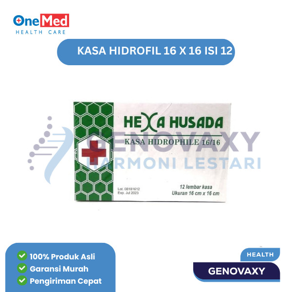 Kasa Kotak 16x16cm isi 12lembar Hexa Husada Kasa Hidrofil Hexa Husada Kasa Steril