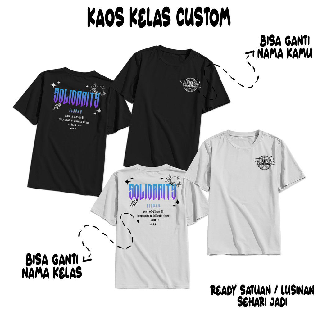 Kaos Custom SD/SMP/SMA Desain Nama Kamu Dan Nama kelas Sablon Depan Belakang - Kaos Kelasan