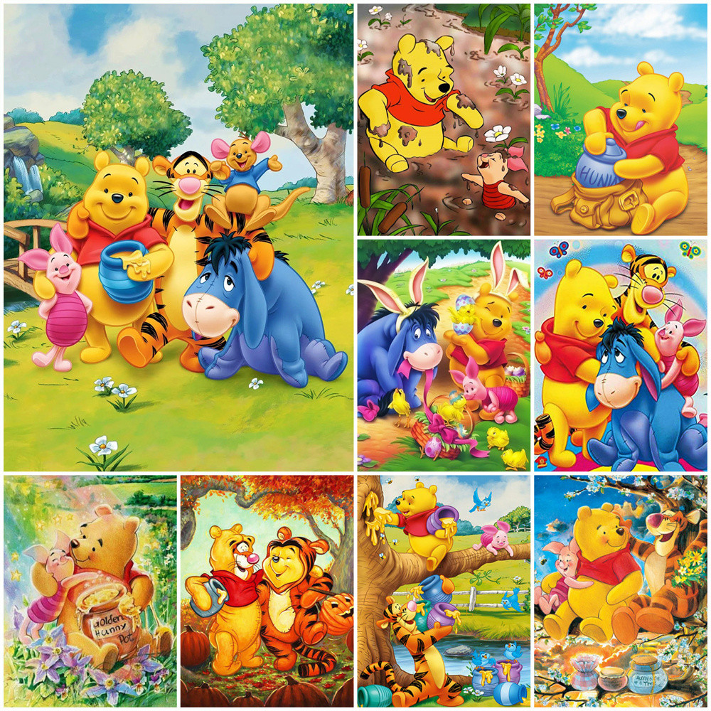 

Disney Cartoon Coling By Numbers Winnie The Pooh Kits Oil Painting By Numbers Eeyore Drawing Tigger Paint Piglet Children's Room