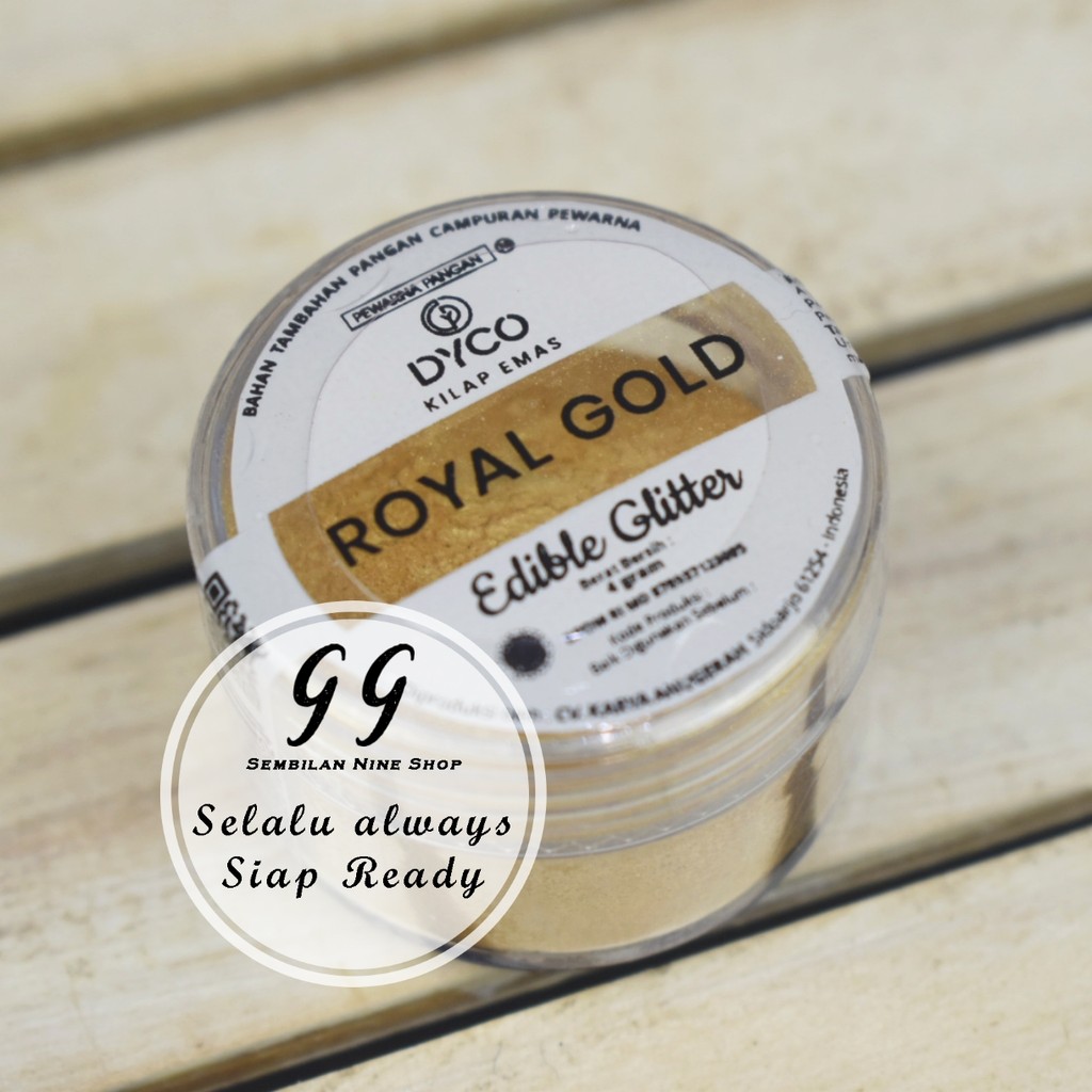 DYCO Royal GOLD Lustre EDIBLE GLITTER 4 Gram Kilap EMAS Luster Dust Food Grade Pewarna Makanan