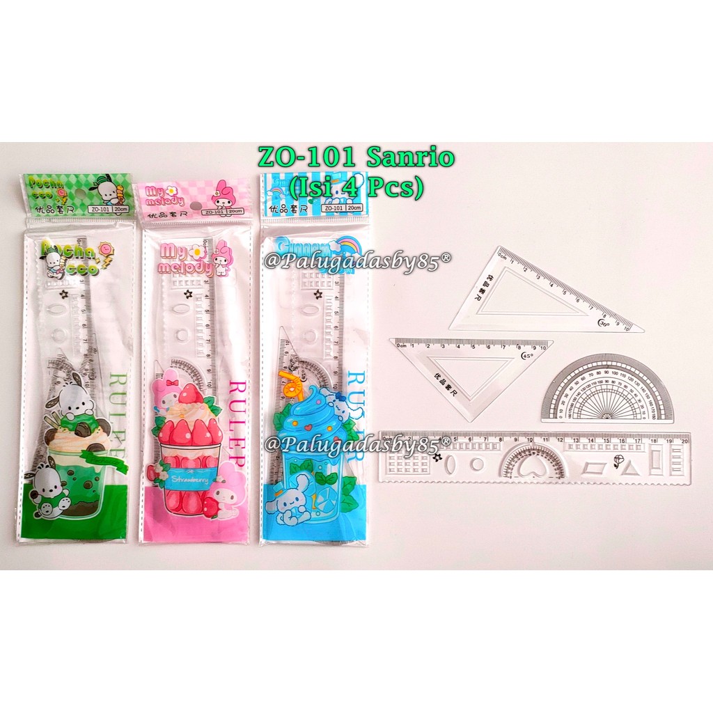 

(1 Set/4 Pcs) Penggaris Set Sanrio ZO-101 / Penggaris Sanrio Set / Penggaris Set GXIMP ZO-101 Sanrio