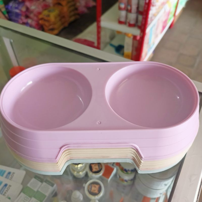 (MGS) Tempat Makan Double Bulat pastel | Tempat Makan Kucing premium