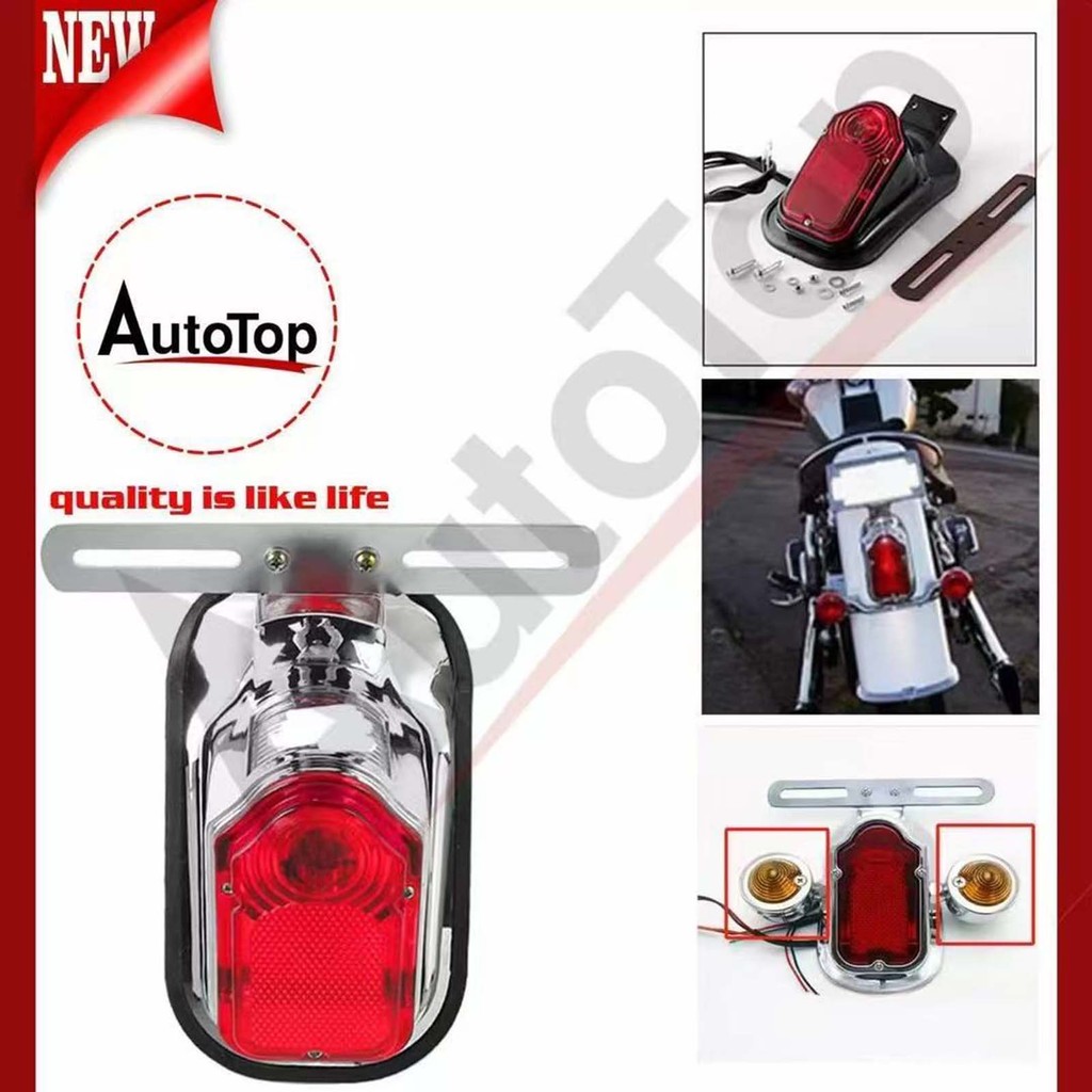 AUTOTOP Stoplamp Brussel . Lampu belakang motor custom . tail lamp Chopper Bobber Harley Davidson La
