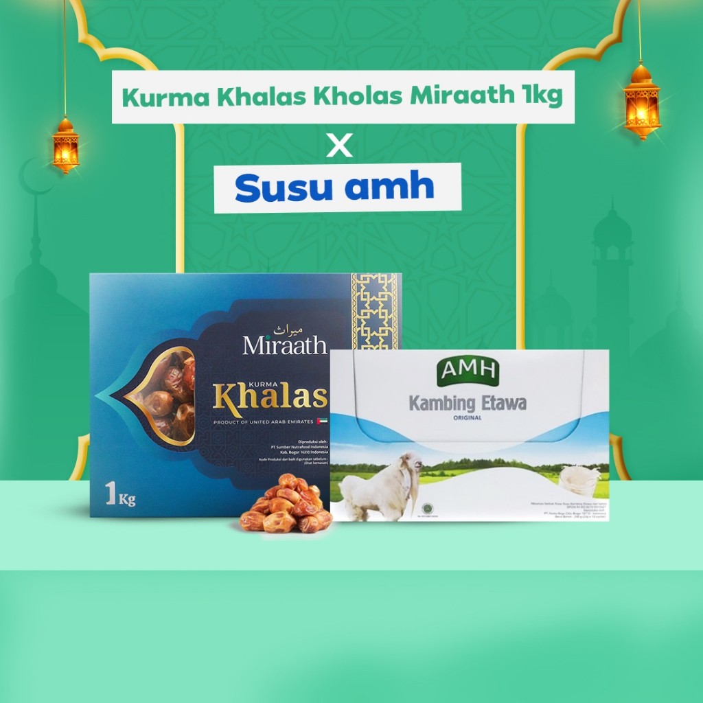 

Kurma Kholas Miraath 1 kg x Susu Kambing AMH Vanilla