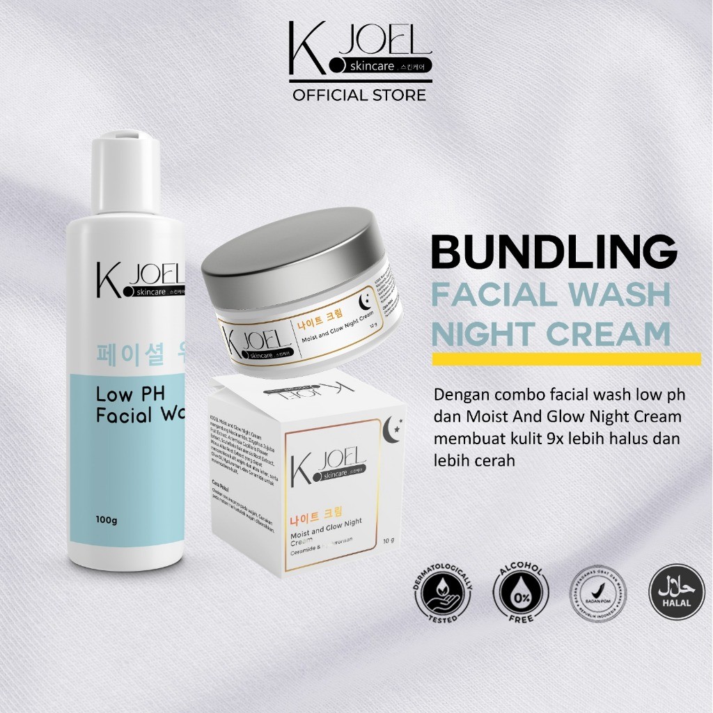 KJOEL - Paket Bundling Facial Wash & Night Cream [2 In 1] - BPOM