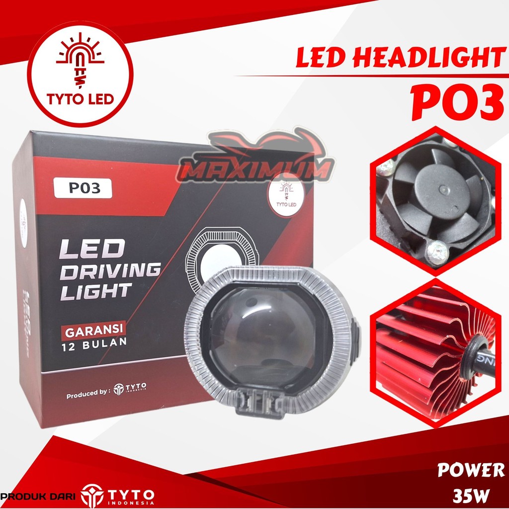 LAMPU BILED TYTO P03 HEADLIGHT 2.5INCH 35WATT DEMON EYES RGB ADJUSTABLE