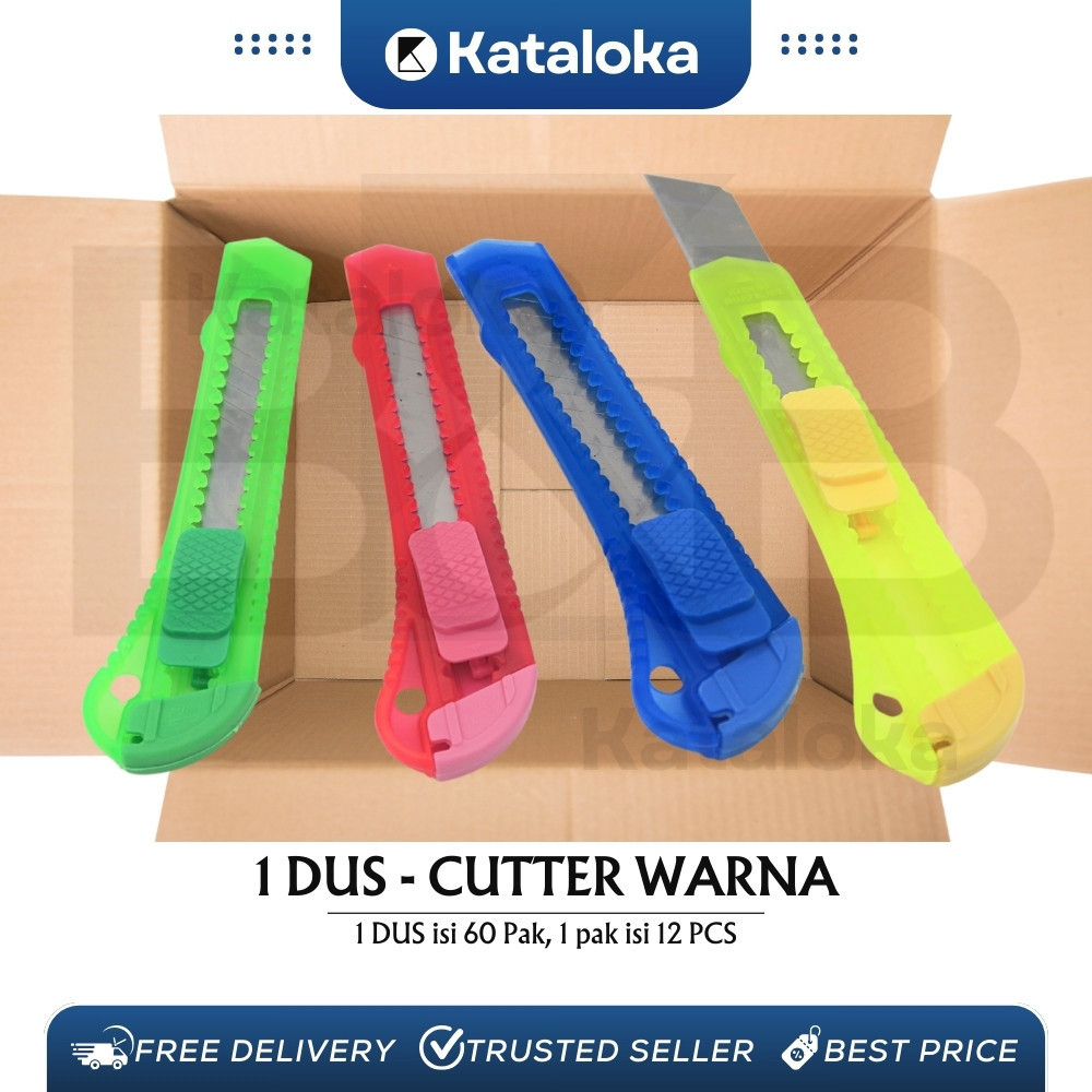 GROSIR (1 DUS ISI 720 PCS) Cutter Transparan Besar - Pisau Cutter Besar - Cutter Bening Transparan L