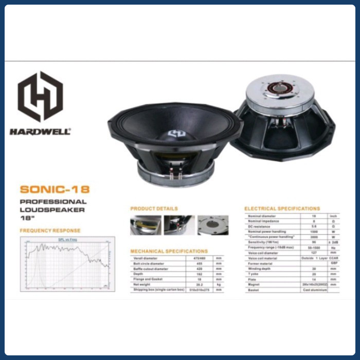 Speaker Komponen Hardwell Sonic 18 / SONIC18 Component Speakers 18 inch 3000 Watt Original