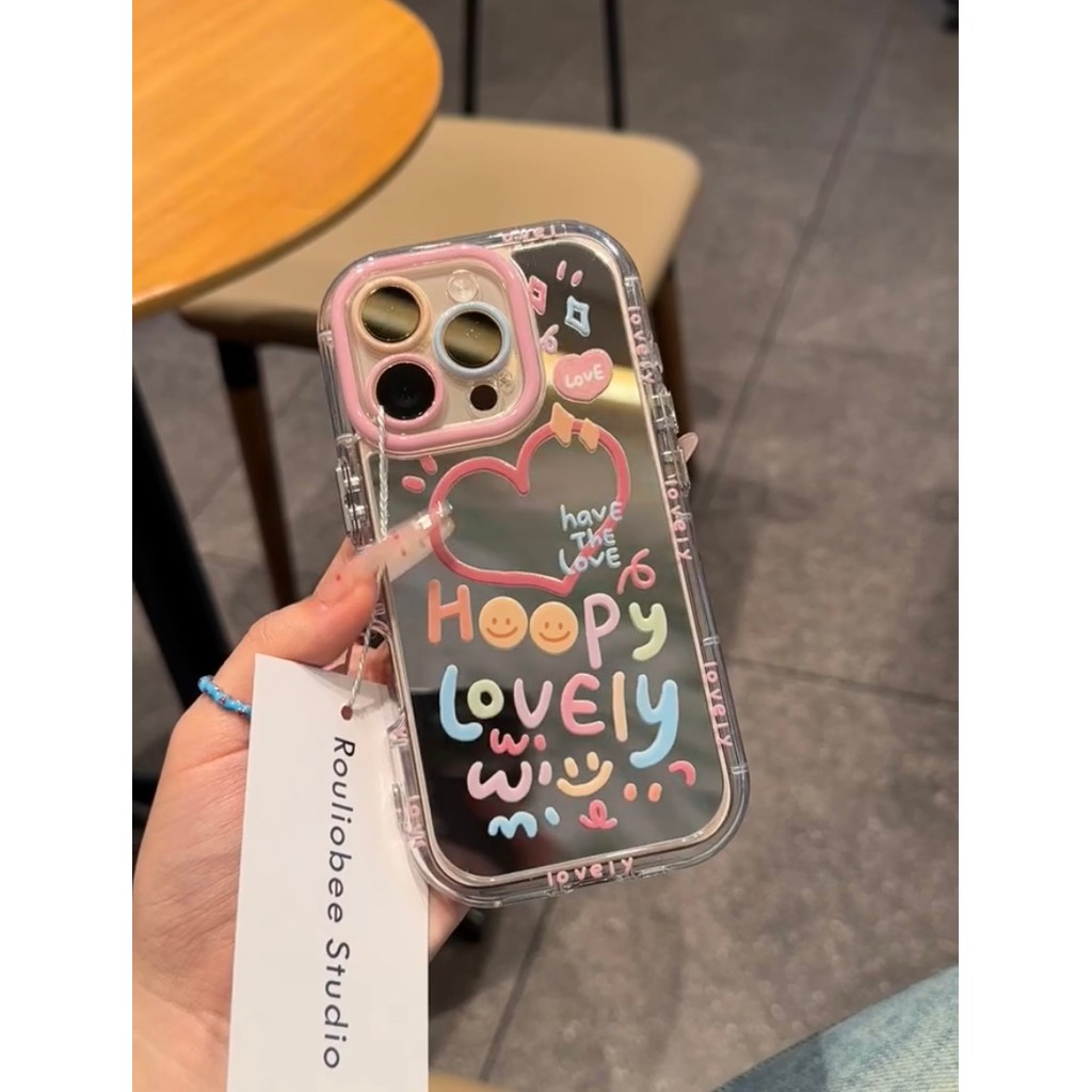 Lucu Love Casing HP Premium Cermin Anti Jatuh Untuk Mirror Case iPhone 11 12 13 14 15 PRO MAX PLUS X