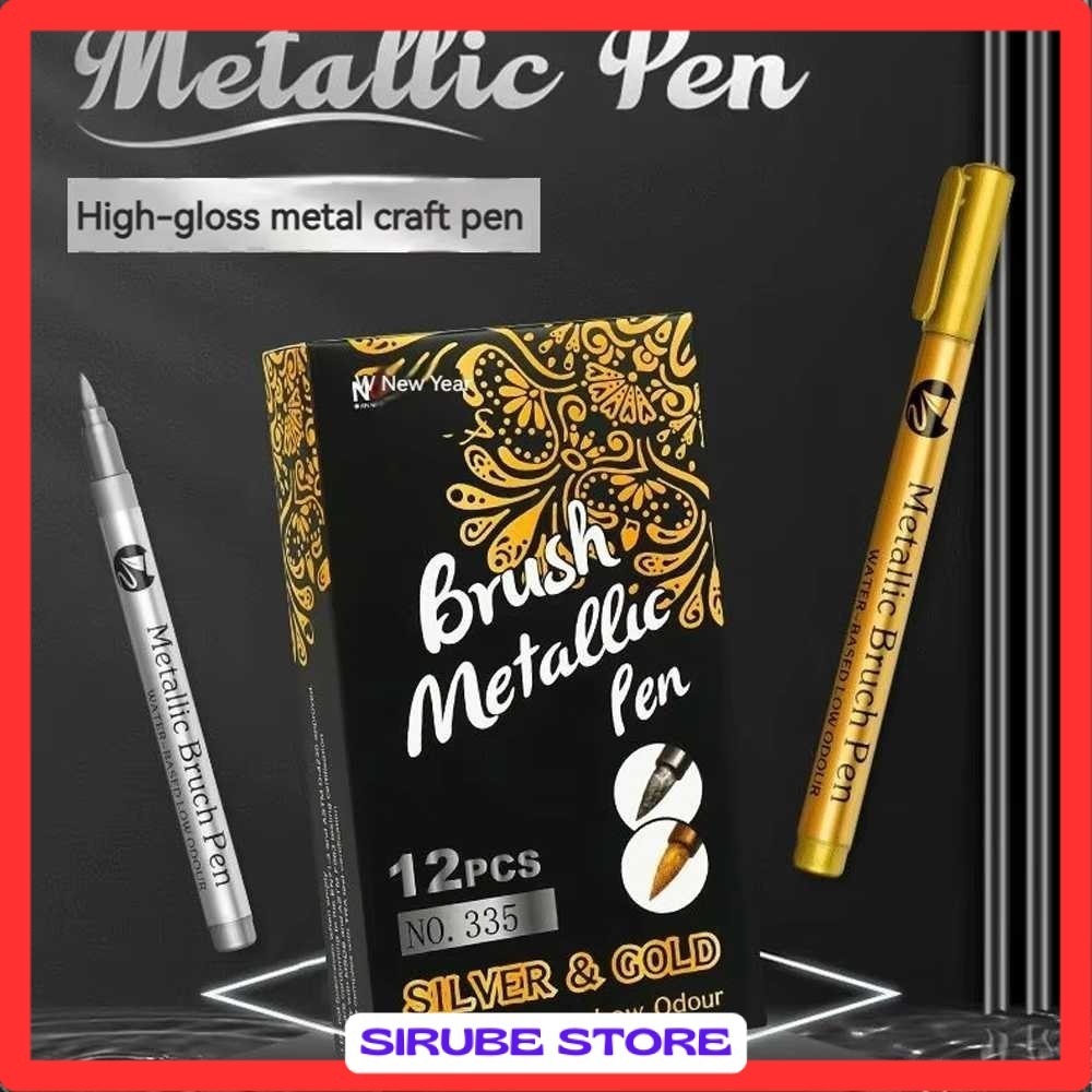 

Spidol Permanen Metallic Marker Pen Waterproof 10mm 12 PCS - GN-12