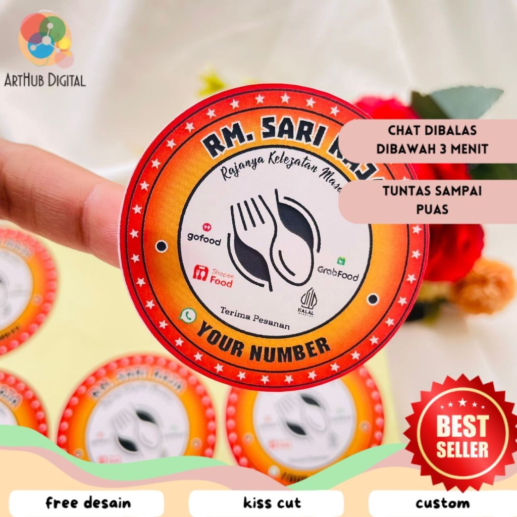 

AHD 2-4 Sticker Warung Nasi Warnas Label Logo Rumah Makan Stiker Restoran Box Dus Free Desain