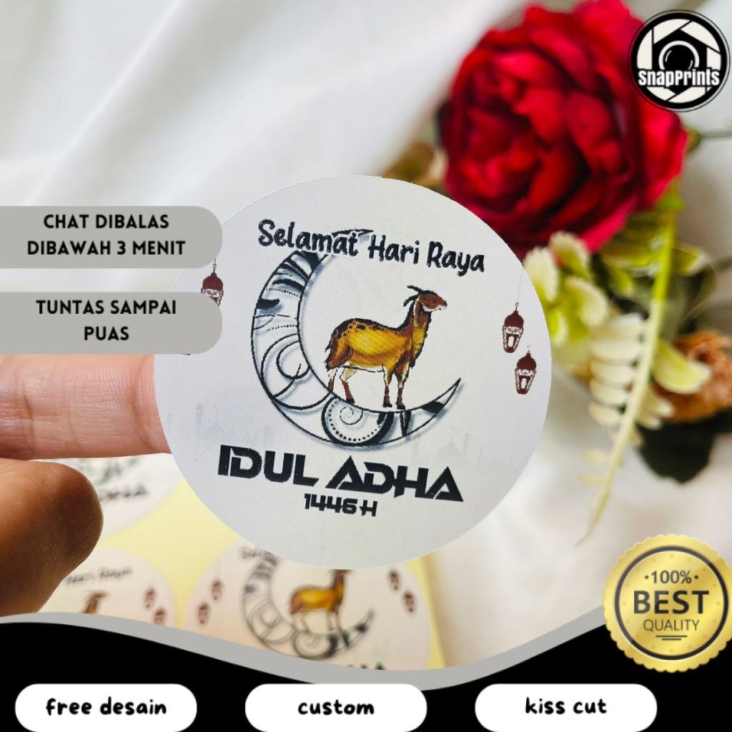 

SP 5-8 Sticker Selamat Hari Raya Idul Adha Sticker Lebaran Haji Toples Cookies Free Desain Custom