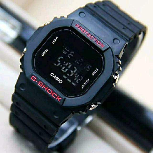 TERLARIS SKY-[COD] Jam Tangan Pria Casio GShock DW 5600 Digital Hitam List Merah Rubber Anti Air / J