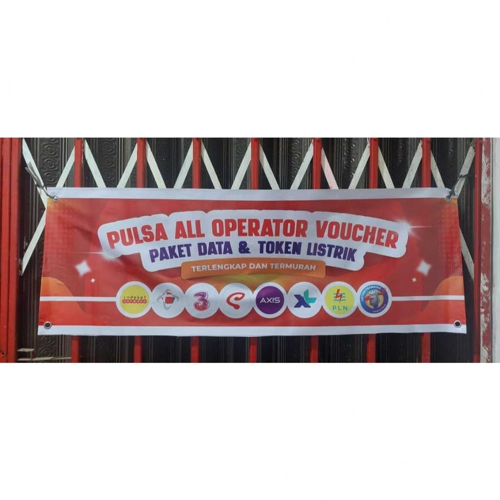 Spanduk Konter Jual Pulsa & Paket Data Panjang | Banner Konter Pulsa, Paket Data & Token Listrik | U