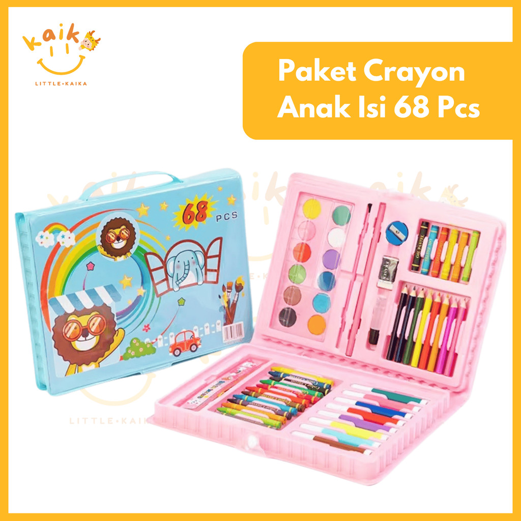 

LITTLE KAIKA | AT16 Crayon Set 68pcs / Krayon Mewarnai Anak 68pcs / Pensil Warna Set 68 pcs Pensil Warna Crayon Murah Kado Hadiah