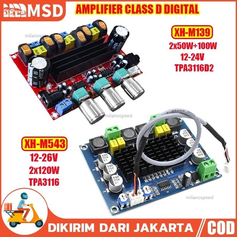 M139 M543 Kit Power Amplifier Class D DIGITAL AUDIO TPA3116D2 12-24V 2x50W+100W 2x120W Stereo Subwoo