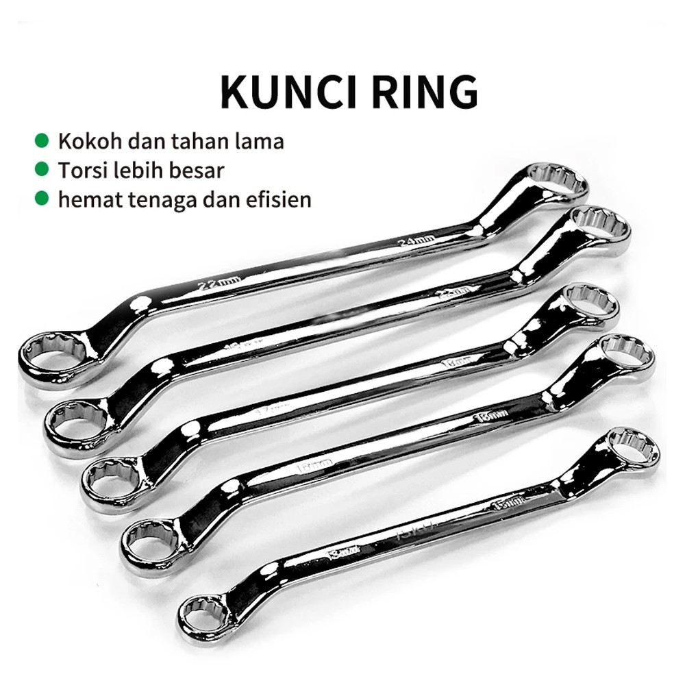 TOP 1 ORI  KELAS PREMIUM Set Kunci Ring Pas 8-27mm Alat Perkakas Tools Kunci Ring Pas/Kunci Ring set