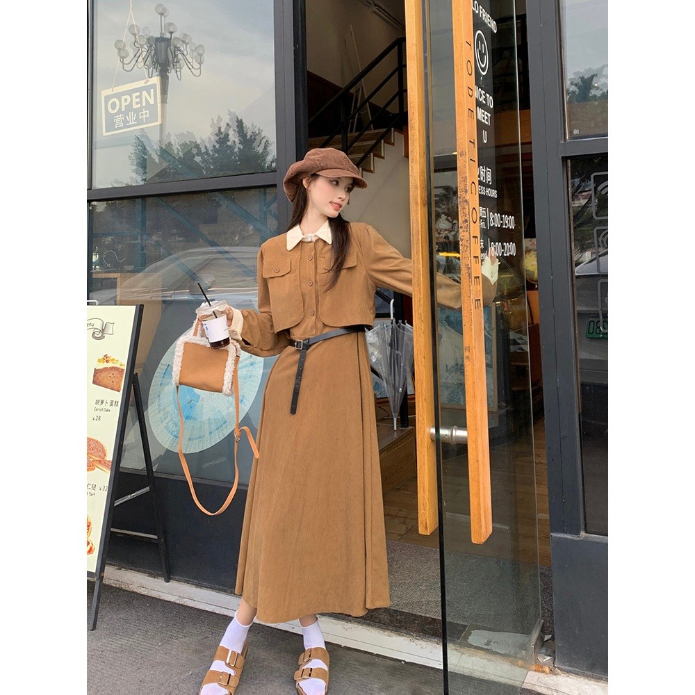 Vintage Dress Earthy Look Hijab Friendly & Chic Long Dress Modest Style – Earth Tone Elegan - dress 