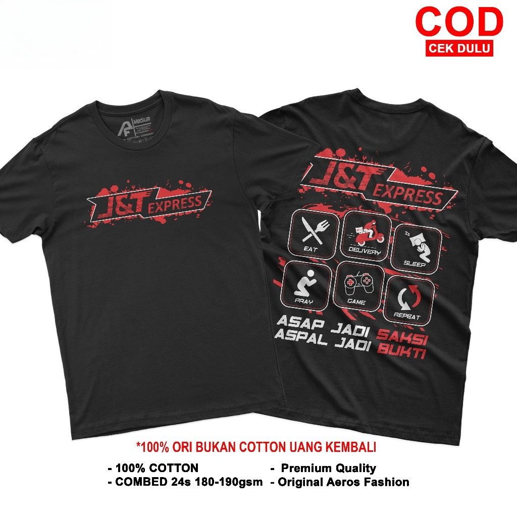 Kaos Kurir JNT Express Terbaru Tshirt J&T Premium Cotton Combed 24s Unisex