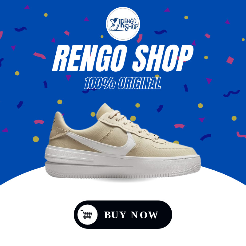[Ori] Sepatu Sneakers Wanita Air Force 1 PLT.AF.ORM Fossil Sail DJ9946 200