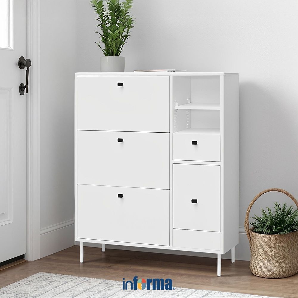 Informa Joey Kabinet Sepatu - Putih Organizer Sandal Dan Sepatu Rak Lemari Alas Kaki Serbaguna Tempa