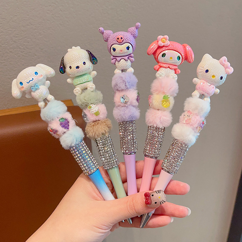 

( OTH1259 ) (KIDS) Alat tulis pulpen bolpen ballpoint warna hitam - sanrio kuromi melody cinnamoroll hello kitty - pink merah muda blue biru purple ungu